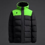 Dječja prošivena jakna Kanzu – Crna / Fluo zelena