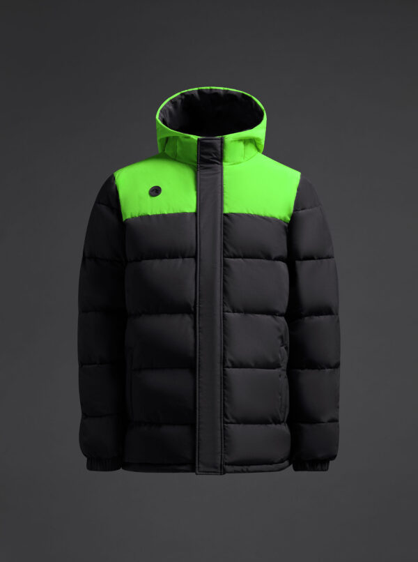 Dječja prošivena jakna Kanzu – Crna / Fluo zelena
