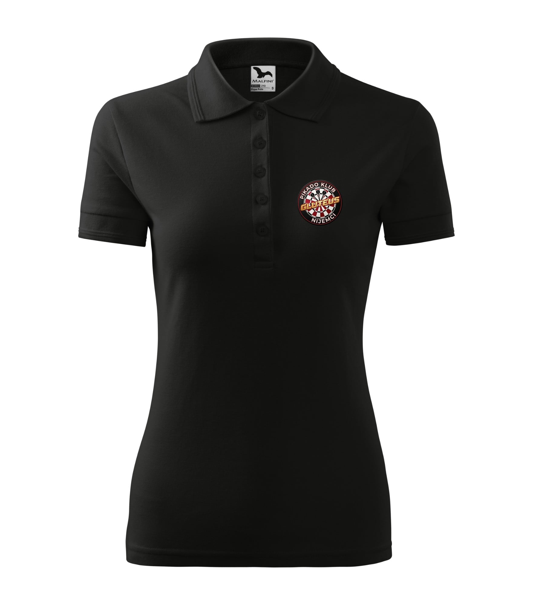 210-pikado-klub-gluteus-nijemci-crna Ženska polo majica Pikado Klub Gluteus Nijemci - Slika 1