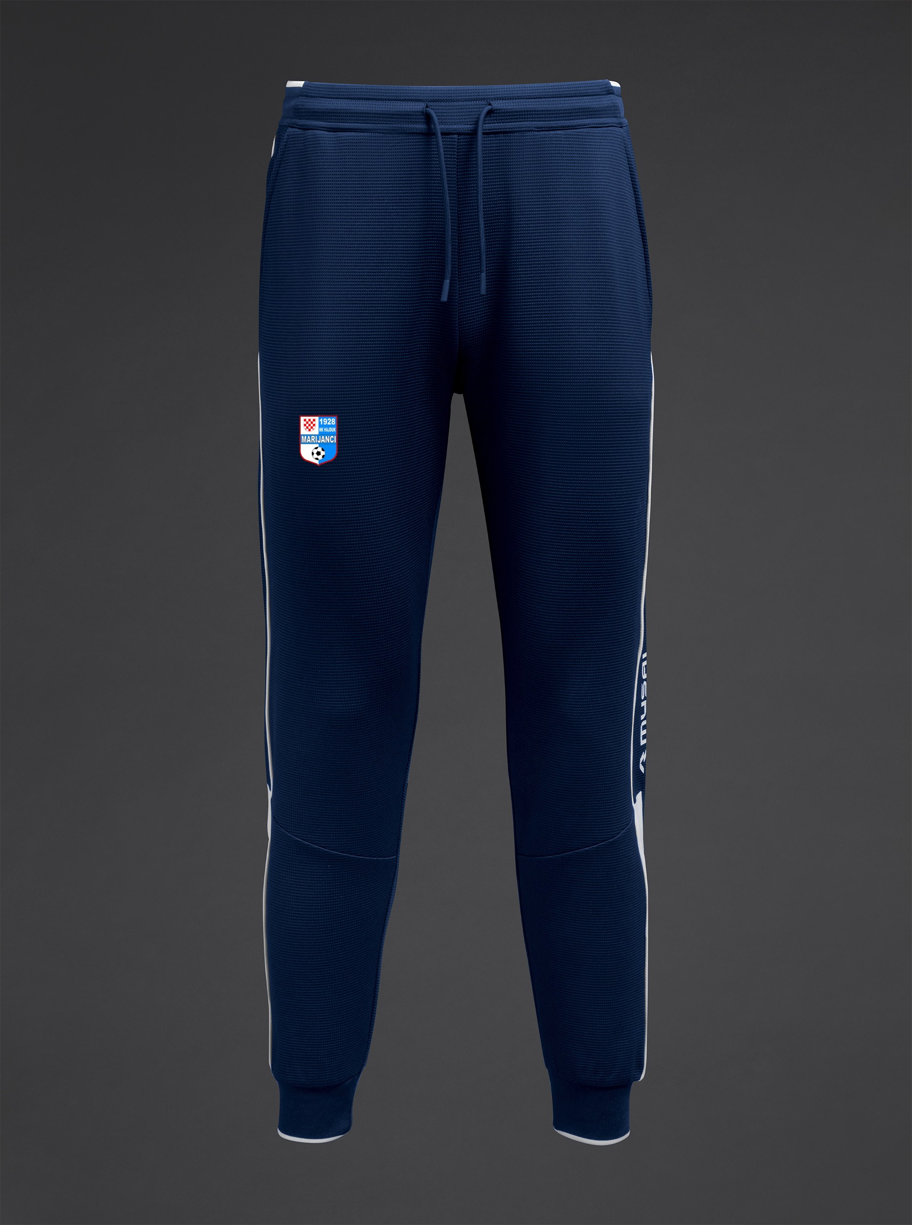 hlace-hekima-nk-hajduk-marijanci-tamno-plava-bijela-front Hlače Hekima NK Hajduk Marijanci - Slika 1