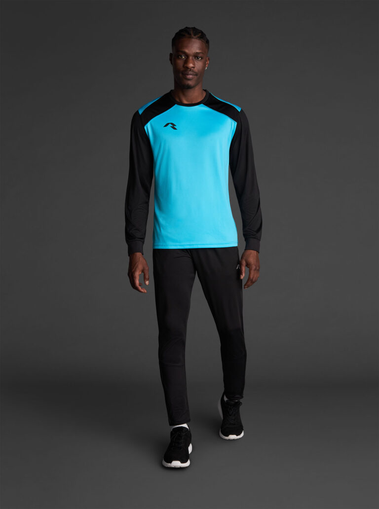 Majica dugih rukava Wata – Fluo tirkizna / Crna, na modelu