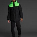 Prošivena jakna Kanzu – Crna / Fluo zelena, na modelu